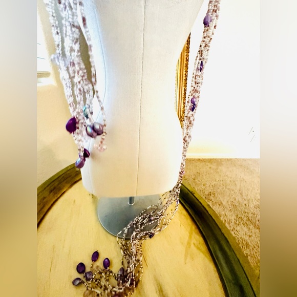 Long Purple Bead Tassel Wrap Belt - Picture 10 of 17